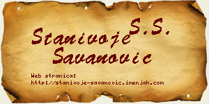 Stanivoje Savanović vizit kartica